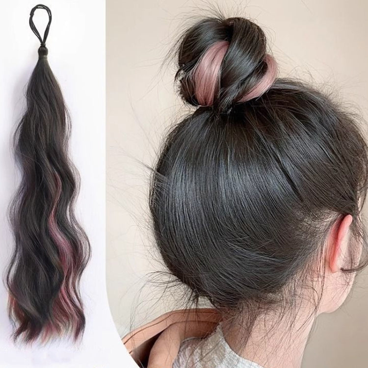 Self-Tying Ball-Head Wig Hair Bundle Simulation Hair Bands(Brown Black Highlight Blue) - free shipping - PMC TechLife - Order now!