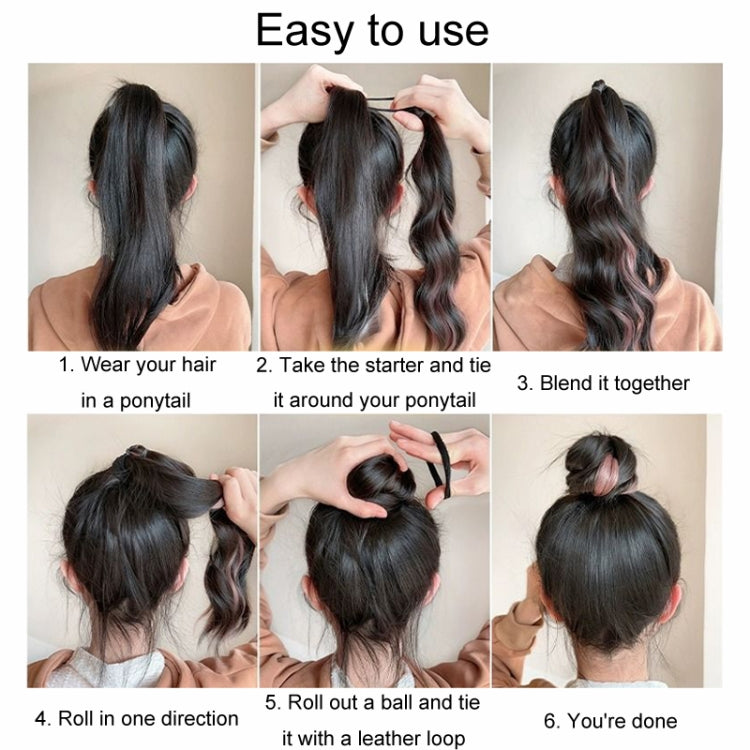 Self-Tying Ball-Head Wig Hair Bundle Simulation Hair Bands(Brown Black Highlight Pink) - free shipping - PMC TechLife - Order now!