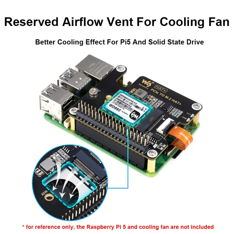 Waveshare For Raspberry Pi 5 PCIe To M.2 Adapter, NVMe Protocol M.2 SSD Basic Kit - free shipping - PMC TechLife - Order now!