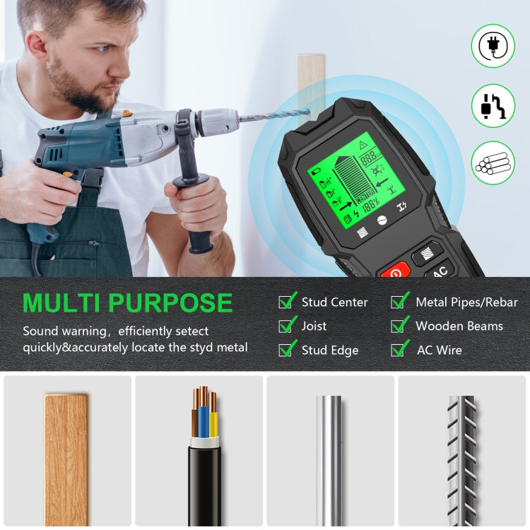 HW-QB6 5 In 1 Wall Scanner Handheld Stud Finder Wood Current Metal Live Wires Detection(White) - Metal Detector by PMC TechLife | Online Shopping South Africa | PMC TechLife | Buy Now Pay Later Mobicred