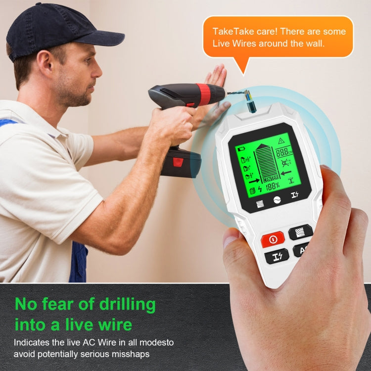 HW-QB6 5 In 1 Wall Scanner Handheld Stud Finder Wood Current Metal Live Wires Detection(White) - Metal Detector by PMC TechLife | Online Shopping South Africa | PMC TechLife | Buy Now Pay Later Mobicred