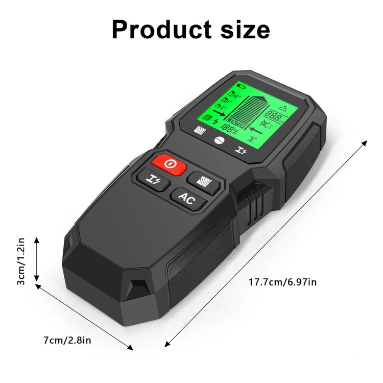 HW-QB6 5 In 1 Wall Scanner Handheld Stud Finder Wood Current Metal Live Wires Detection(Black) - Metal Detector by PMC TechLife | Online Shopping South Africa | PMC TechLife | Buy Now Pay Later Mobicred
