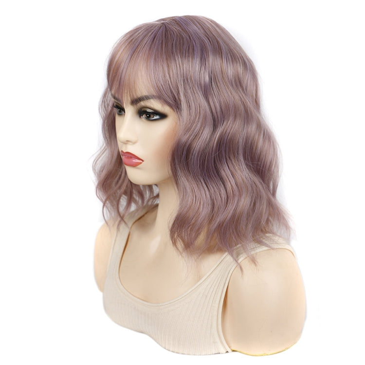 Water Wave Ripple Short Curly Hair With Bangs Fluffy Wig Headcovers, Color: Flaxen Color - free shipping - PMC TechLife - Order now!
