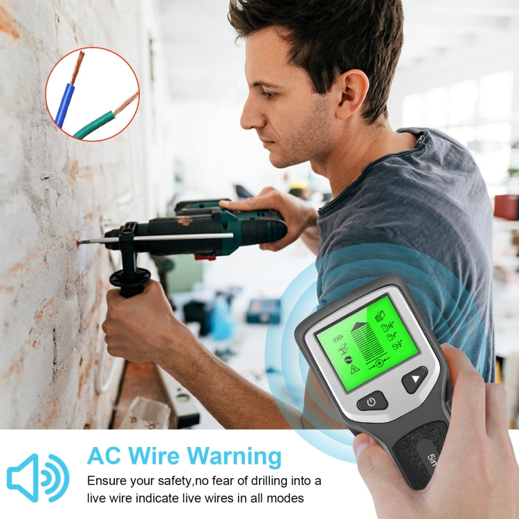 HLW330 5-in-1 Wall Stud Detector Edge Center Wood Current Metal AC Wires Detection(Black) - Metal Detector by PMC TechLife | Online Shopping South Africa | PMC TechLife | Buy Now Pay Later Mobicred