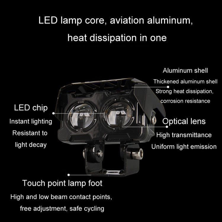 12W Motorcycle Spotlight High Bright Two Color Modified External Waterproof LED Lens Headlight(Always Bright - 3 Wire) - free shipping - PMC TechLife - Order now!