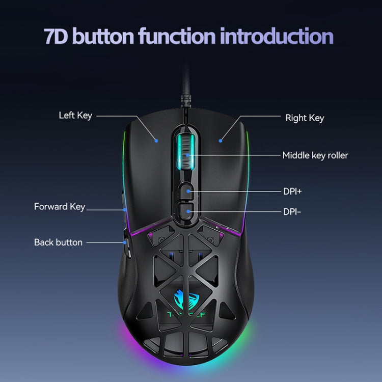 T-WOLF G520 7-keys RGB Marquee Honeycomb Hollow Gaming Wired Mouse(White) - Wired Mice by T-WOLF | Online Shopping South Africa | PMC TechLife | Buy Now Pay Later Mobicred
