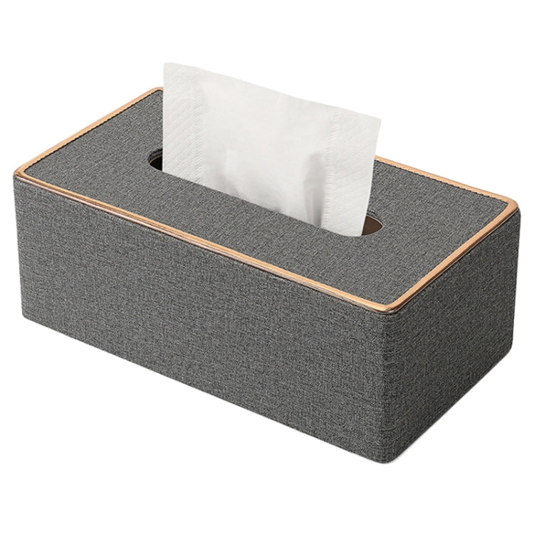 Home Decor Tissue Box Cover Desktop Gold Rim Faux Leather Napkin Holder Toilet Paper Storage Box, Size: Large(Gray) - Storage Boxes by PMc TechLife | Online Shopping South Africa | PMc TechLife | Buy Now Pay Later Mobicred