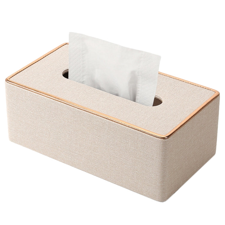 Home Decor Tissue Box Cover Desktop Gold Rim Faux Leather Napkin Holder Toilet Paper Storage Box, Size: Large(Beige) - Storage Boxes by PMc TechLife | Online Shopping South Africa | PMc TechLife | Buy Now Pay Later Mobicred