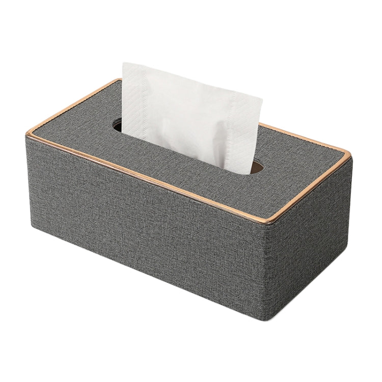 Home Decor Tissue Box Cover Desktop Gold Rim Faux Leather Napkin Holder Toilet Paper Storage Box, Size: Medium(Gray) - Storage Boxes by PMc TechLife | Online Shopping South Africa | PMc TechLife | Buy Now Pay Later Mobicred
