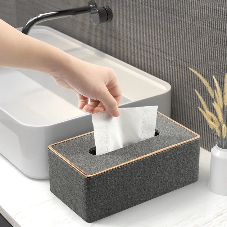 Home Decor Tissue Box Cover Desktop Gold Rim Faux Leather Napkin Holder Toilet Paper Storage Box, Size: Large(Gray) - Storage Boxes by PMc TechLife | Online Shopping South Africa | PMc TechLife | Buy Now Pay Later Mobicred