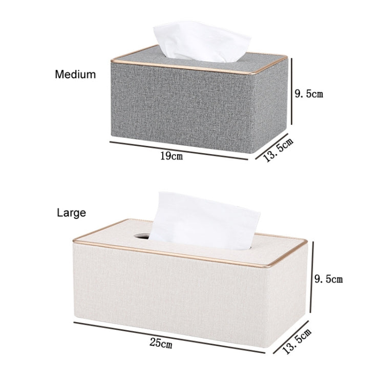 Home Decor Tissue Box Cover Desktop Gold Rim Faux Leather Napkin Holder Toilet Paper Storage Box, Size: Large(Beige) - Storage Boxes by PMc TechLife | Online Shopping South Africa | PMc TechLife | Buy Now Pay Later Mobicred