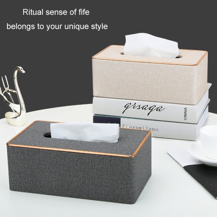 Home Decor Tissue Box Cover Desktop Gold Rim Faux Leather Napkin Holder Toilet Paper Storage Box, Size: Large(Gray) - Storage Boxes by PMc TechLife | Online Shopping South Africa | PMc TechLife | Buy Now Pay Later Mobicred