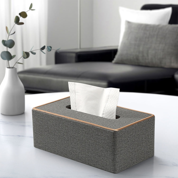 Home Decor Tissue Box Cover Desktop Gold Rim Faux Leather Napkin Holder Toilet Paper Storage Box, Size: Large(Beige) - Storage Boxes by PMc TechLife | Online Shopping South Africa | PMc TechLife | Buy Now Pay Later Mobicred