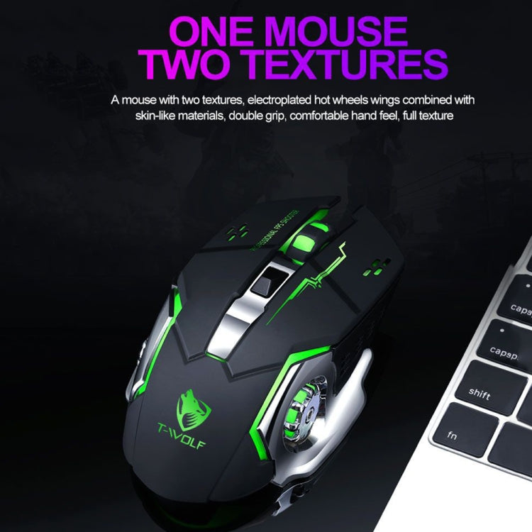 T-WOLF Q13 2.4GHz 6-keys RGB Colorful Light Gaming Wireless Mouse, Color: Dual Mode White - Wireless Mice by T-WOLF | Online Shopping South Africa | PMC TechLife | Buy Now Pay Later Mobicred