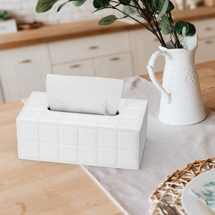 PU Leather Tissue Box Living Room Coffee Table Desktop Paper Holder Car Hotel Tissue Storage Box(White) - Storage Boxes by PMc TechLife | Online Shopping South Africa | PMc TechLife | Buy Now Pay Later Mobicred