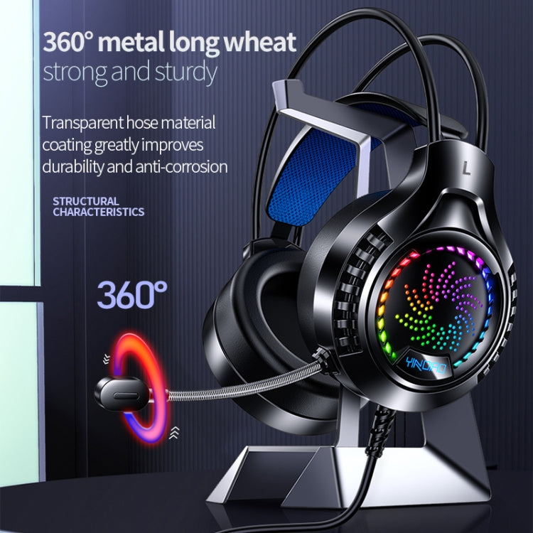 YINDIAO Q7 Colorful Light Computer Wired Headset USB Gaming Headset Dual 3.5mm + USB Pink - Multimedia Headset by YINDIAO | Online Shopping South Africa | PMC TechLife | Buy Now Pay Later Mobicred