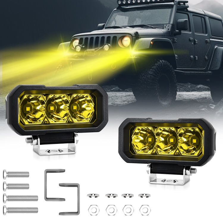 E23 40W 9V-30V 5 Inch Waterproof 3-Eye Headlight(Floodlight Yellow Light) - Work Lights by PMC Jewellery | Online Shopping South Africa | PMC Jewellery | Buy Now Pay Later Mobicred