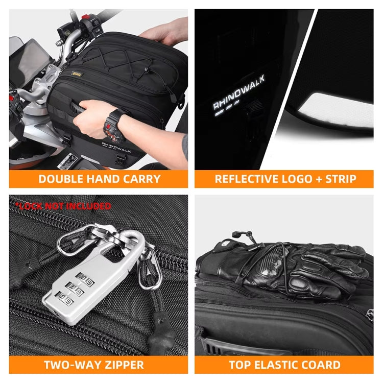 Rhinowalk MTR5001 15L Scooter Front Bag Large Capacity Curved Beam Motorcycle Rear Seat Bag(Black) - free shipping - PMC Jewellery - Order now!