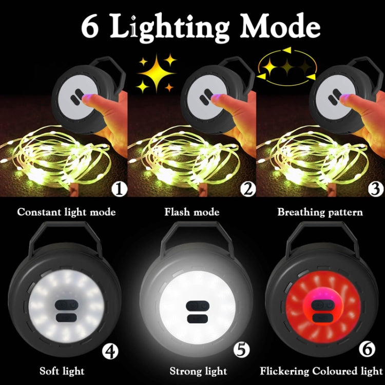 TUBUZHE 2 In 1 LED Portable String Lamp Camping Atmosphere Light USB Rechargeable Outdoor Tent Night Light(Green) - Camping Lighting by TUBUZHE | Online Shopping South Africa | PMc TechLife | Buy Now Pay Later Mobicred