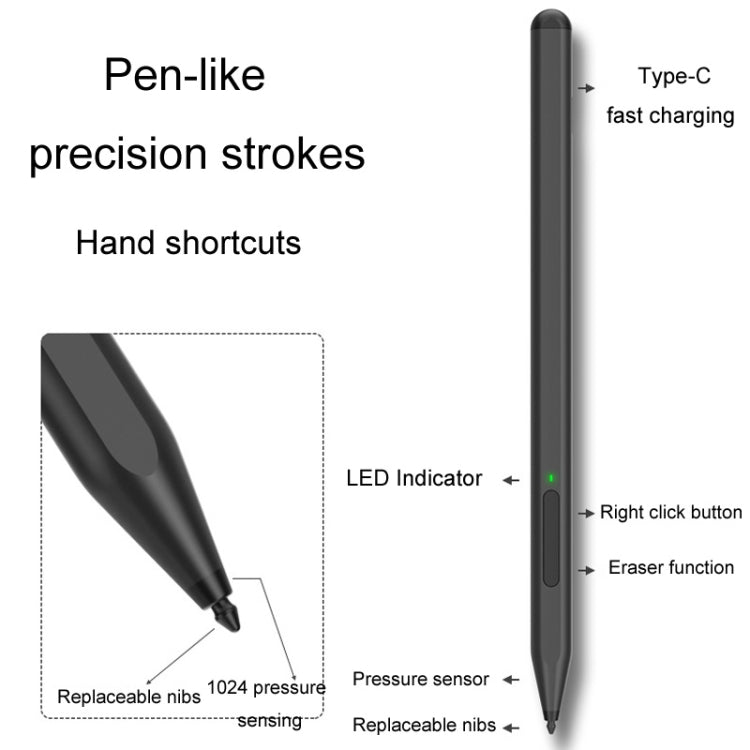 For Microsoft Surface Pro/Go/Laptop/Book Anti-Touch Handwriting Capacitive Pen(Black) - Stylus Pen by PMC TechLife | Online Shopping South Africa | PMC TechLife | Buy Now Pay Later Mobicred
