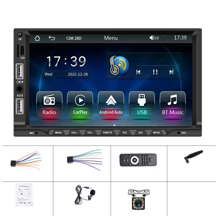 7-inch Double Din Car MP5 Player Support CarPlay/Android Auto/Mirror Link/Bluetooth With 12-light Camera - Car MP3 & MP4 & MP5 by PMC Jewellery | Online Shopping South Africa | PMC Jewellery | Buy Now Pay Later Mobicred