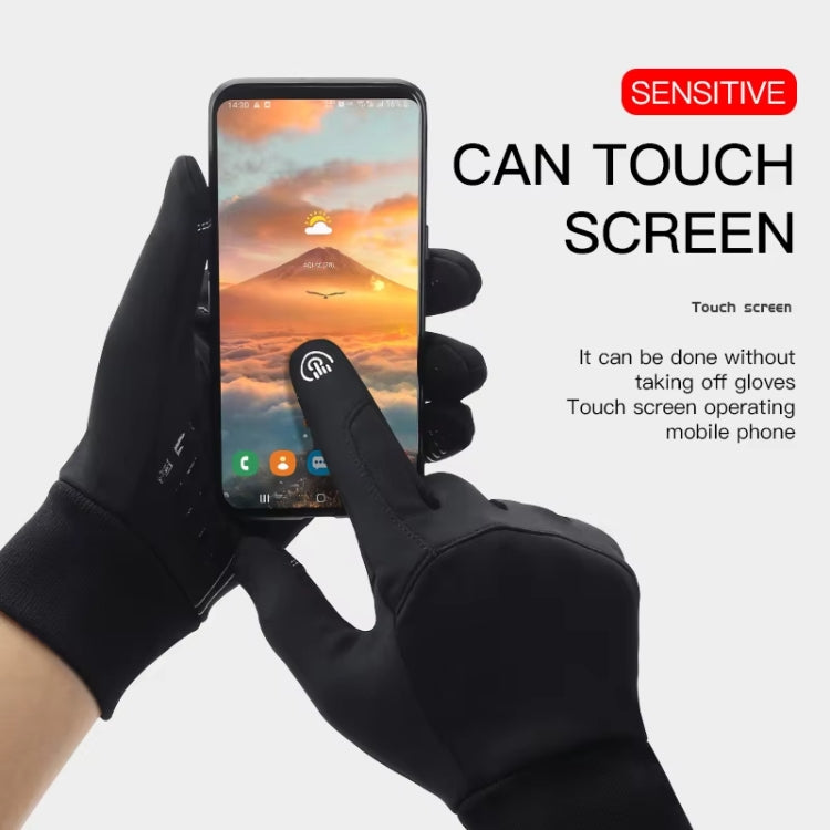Kyncilor Waterproof Cycling Warm Gloves Two-finger Touch Screen Ultra-soft Velvet Outdoor Gloves, Size: L(Black) - Full Finger Gloves by Kyncilor | Online Shopping South Africa | PMC TechLife | Buy Now Pay Later Mobicred