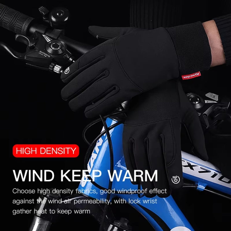 Kyncilor Waterproof Cycling Warm Gloves Two-finger Touch Screen Ultra-soft Velvet Outdoor Gloves, Size: XL(Gray) - Full Finger Gloves by Kyncilor | Online Shopping South Africa | PMC TechLife | Buy Now Pay Later Mobicred