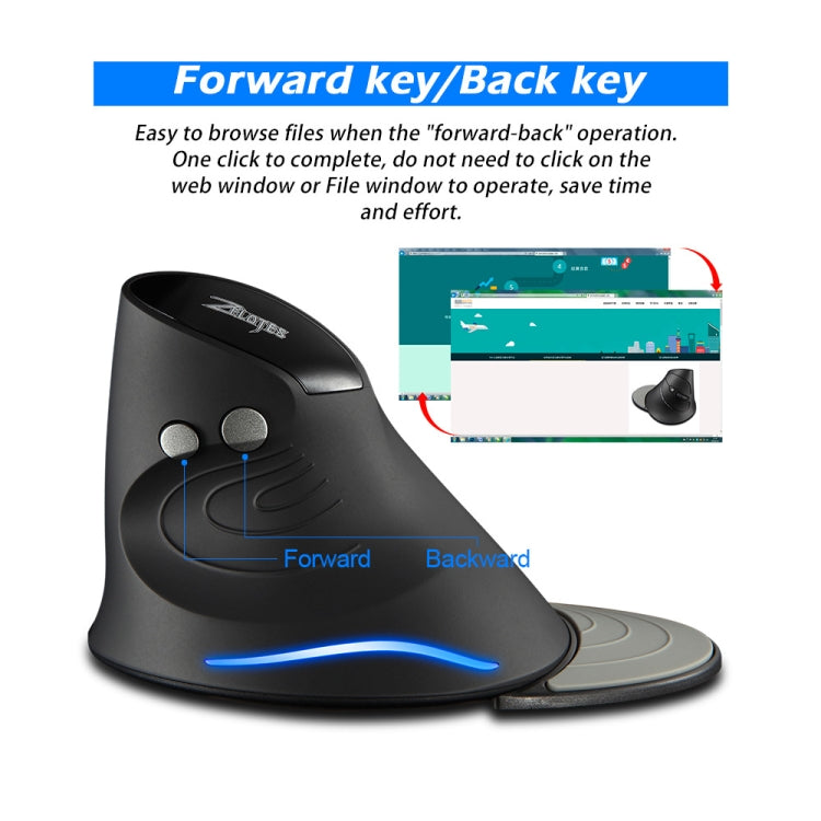 ZELOTES F17 6-buttons Vertical Grip Ergonomic Wireless Mouse(Black) - free shipping - PMC TechLife - Order now!
