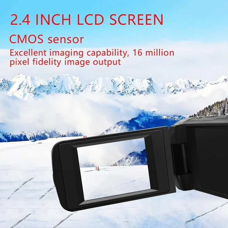 16MP 16X Digital Zoom Vlogging Camera Video Camcorder with 2.4 Inch Flip Screen, Spec: With Wide Angle & Mic US Plug - Video Cameras by PMC TechLife | Online Shopping South Africa | PMC TechLife | Buy Now Pay Later Mobicred