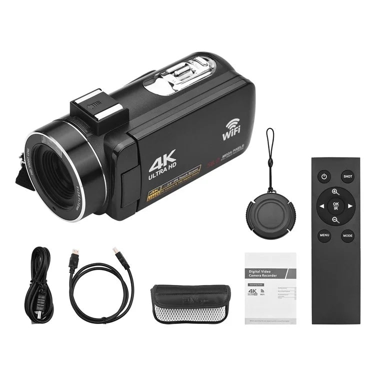 4K  Digital Video Camera 3 Inch IPS Touch Screen 56MP 18X Digital Zoom WiFi Camcorder, Spec: Set 1 - Video Cameras by PMC TechLife | Online Shopping South Africa | PMC TechLife | Buy Now Pay Later Mobicred