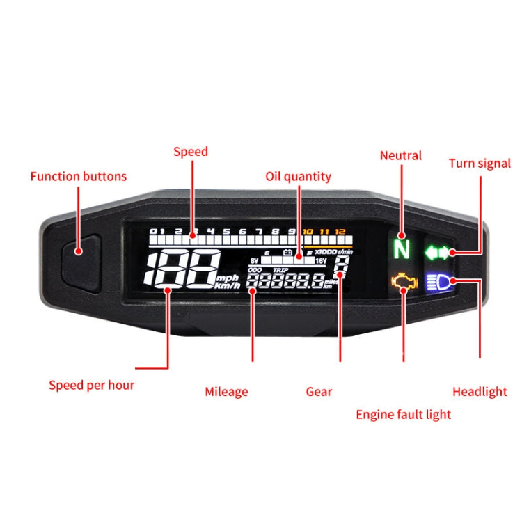 Motorcycle HD LCD Fuel Level Speed Electronic Instrument - Electrical Instruments by PMC Jewellery | Online Shopping South Africa | PMC Jewellery | Buy Now Pay Later Mobicred