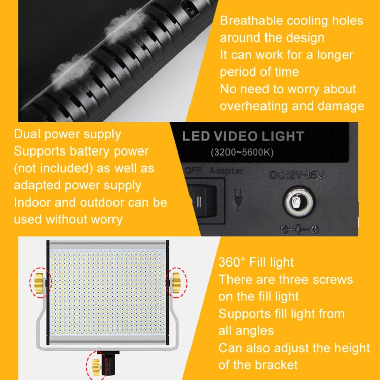Photography Live LED Fill Light Film And Television Shooting Portrait Soft Video Lighting, Spec: W480 Lamp+EU Plug Adapter -  by PMC TechLife | Online Shopping South Africa | PMC TechLife | Buy Now Pay Later Mobicred