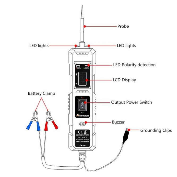 EM286 Multifunctional Car Circuit Electrical System Driving Test Pen, Style: Red 4m - Electronic Test by PMC Jewellery | Online Shopping South Africa | PMC Jewellery | Buy Now Pay Later Mobicred