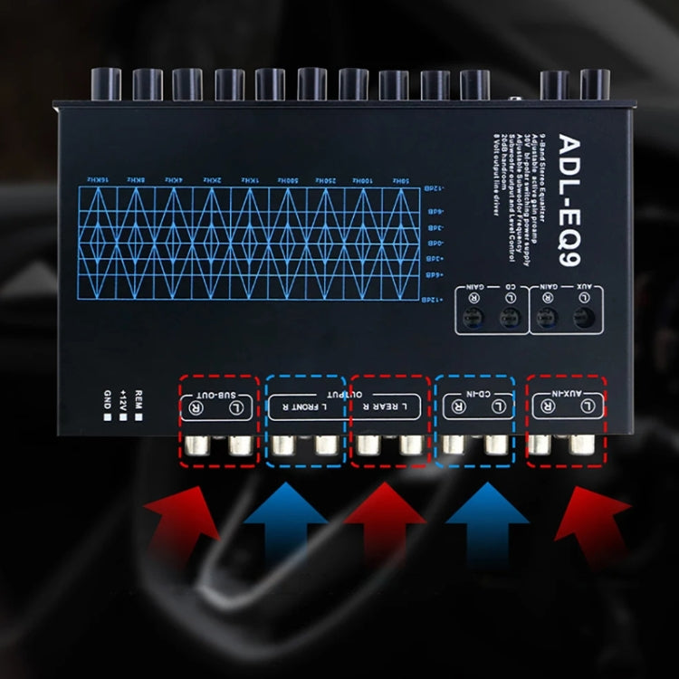 ADL-EQ9  Car Audio 9-Band Equalizer EQ Tuning Crossover Amplifier(Black) - Car Amplifiers by PMC Jewellery | Online Shopping South Africa | PMC Jewellery | Buy Now Pay Later Mobicred