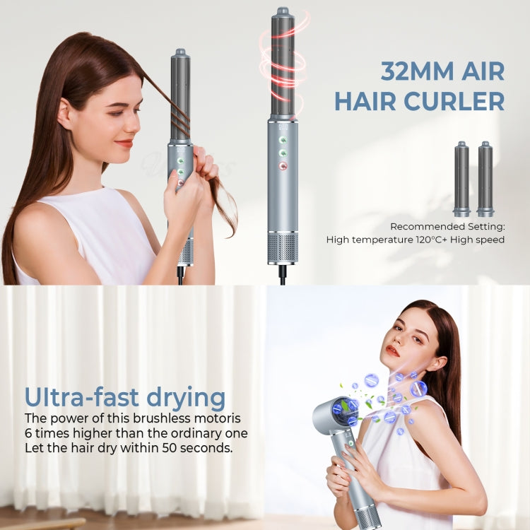 5 in 1 Hot Air Comb Automatic Curling Negative Ion Hair Dryer, Color: Black Gold UK Plug - free shipping - PMC TechLife - Order now!