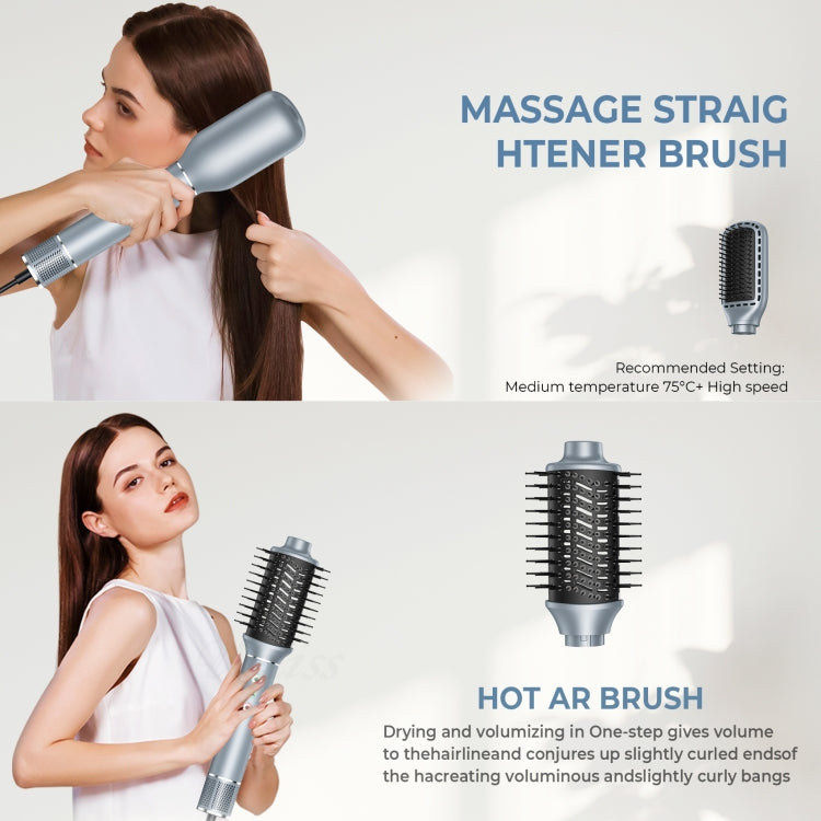 5 in 1 Hot Air Comb Automatic Curling Negative Ion Hair Dryer, Color: Blue Gold US Plug - free shipping - PMC TechLife - Order now!