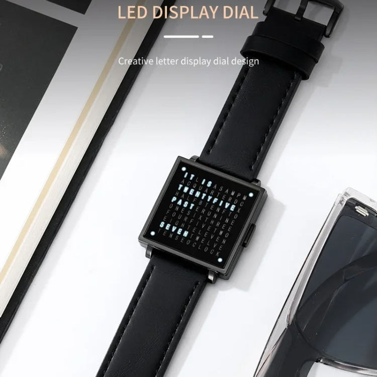 SKMEI Multi-function Letter Display Dial Square Men Electronic Watch, Color: Silver Leather Band - free shipping - PMC TechLife - Order now!