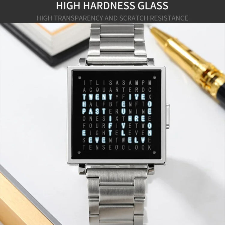 SKMEI Multi-function Letter Display Dial Square Men Electronic Watch, Color: Gold Leather Band - free shipping - PMC TechLife - Order now!