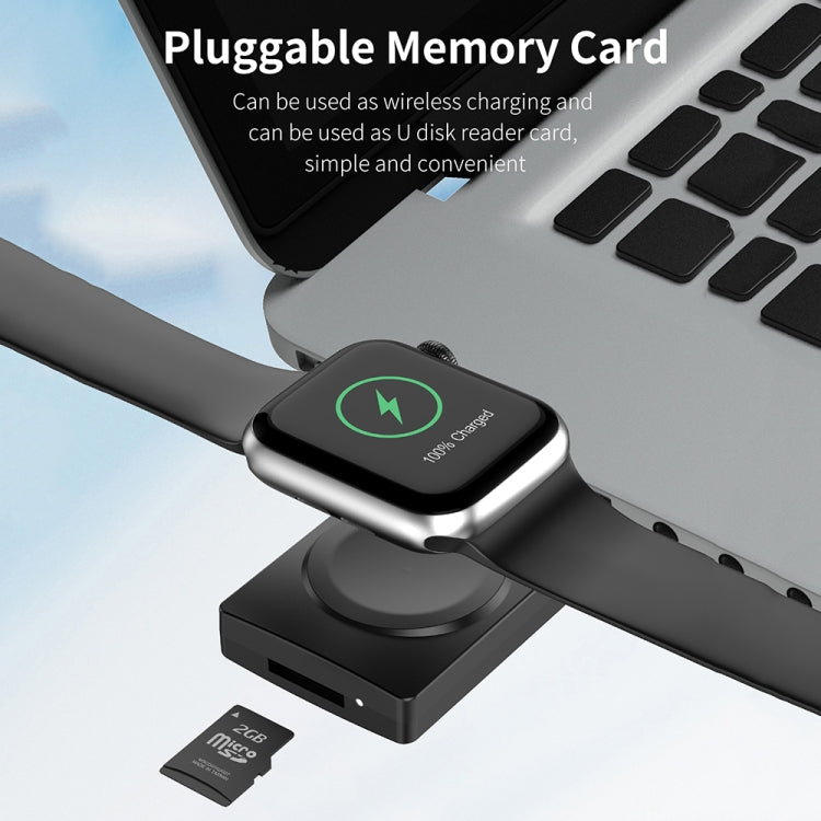 S02 For Apple Watch Series USB Magnetic Watch Wireless Charger With Card Reader Function(White) - Charger / Holder by PMC TechLife | Online Shopping South Africa | PMC TechLife | Buy Now Pay Later Mobicred
