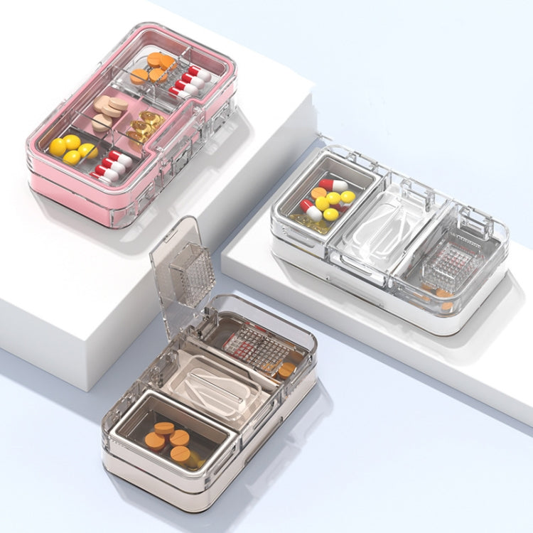 3 In 1 Double-layer Cutting and Grinding Medicine Box Travel Pill Organizer Case(Pink) - free shipping - PMC TechLife - Order now!