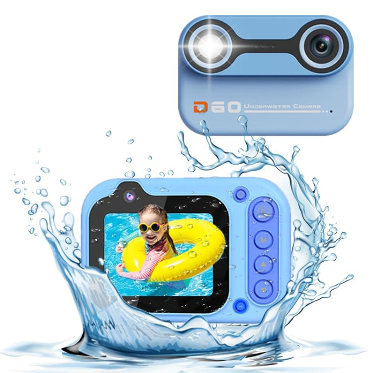 D60 3m Waterproof 2K HD 10X 2.4-inch Outdoor Photo Video Recording Children Mini Camera(Blue) - Children Cameras by PMC TechLife | Online Shopping South Africa | PMC TechLife | Buy Now Pay Later Mobicred