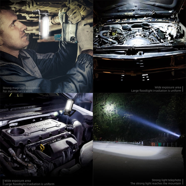 E-SMARTER K011 USB Rechargeable Repair Light With Magnet COB Strong Light Flashlight, Style: B Simple Silver - Other Tools by E-SMARTER | Online Shopping South Africa | PMC TechLife | Buy Now Pay Later Mobicred