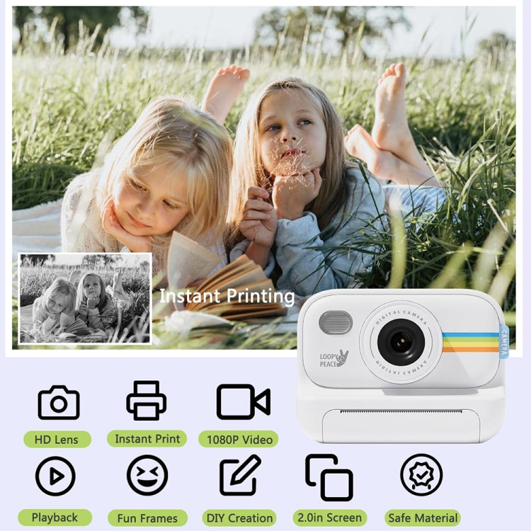 2.0-Inch LED Flash 1080P HD Recording Photo Printing Camera With 3-Rolls Paper, Color: Black+32G - Children Cameras by PMC TechLife | Online Shopping South Africa | PMC TechLife | Buy Now Pay Later Mobicred