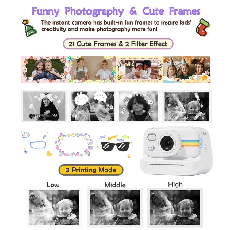 2.0-Inch LED Flash 1080P HD Recording Photo Printing Camera With 3-Rolls Paper, Color: Black - Children Cameras by PMC TechLife | Online Shopping South Africa | PMC TechLife | Buy Now Pay Later Mobicred