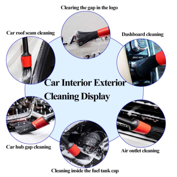 11pcs /Set Car Wash Cleaning Gap Detail Short Handle Brush(Red) - Car washing supplies by PMC Jewellery | Online Shopping South Africa | PMC Jewellery | Buy Now Pay Later Mobicred