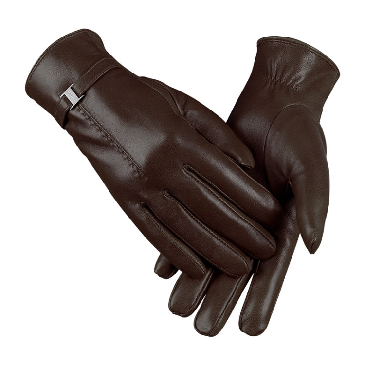 OZERO Women Sheepskin Warm Gloves with Fleece Lining Split Finger Elasticated Gloves, Size: M(Red Coffee) - Full Finger Gloves by OZERO | Online Shopping South Africa | PMC TechLife | Buy Now Pay Later Mobicred