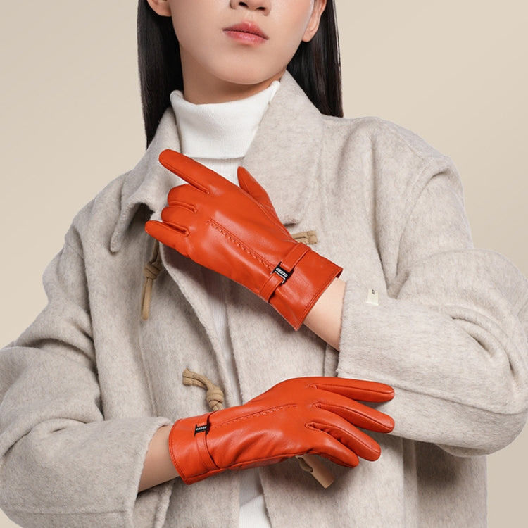 OZERO Women Sheepskin Warm Gloves with Fleece Lining Split Finger Elasticated Gloves, Size: M(Red) - Full Finger Gloves by OZERO | Online Shopping South Africa | PMC TechLife | Buy Now Pay Later Mobicred