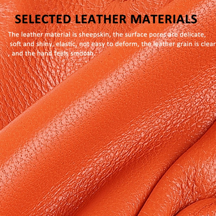 OZERO Women Sheepskin Warm Gloves with Fleece Lining Split Finger Elasticated Gloves, Size: L(Orange Red) - Full Finger Gloves by OZERO | Online Shopping South Africa | PMC TechLife | Buy Now Pay Later Mobicred