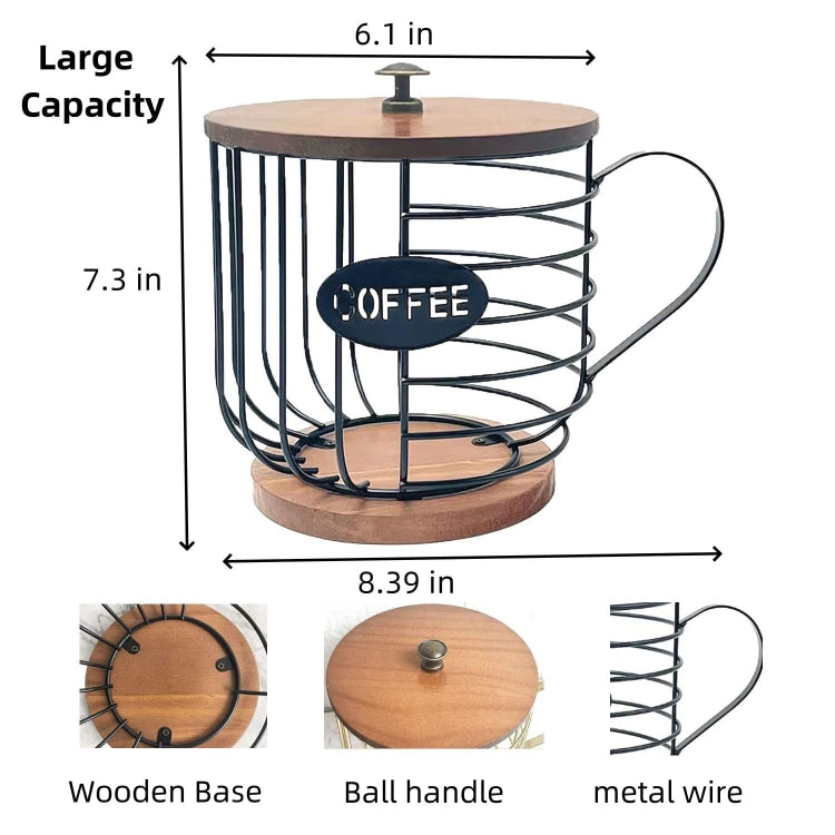 Coffee Companion Storage Rack Cup-Shaped Kitchen Storage Basket, Color: Black with Words���Lid - free shipping - PMC TechLife - Order now!
