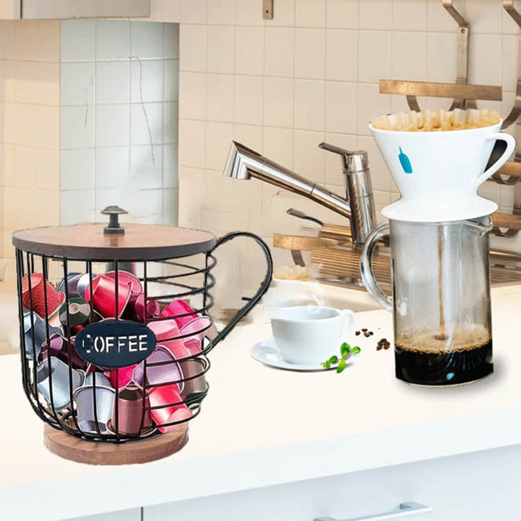 Coffee Companion Storage Rack Cup-Shaped Kitchen Storage Basket, Color: Gold with Words - free shipping - PMC TechLife - Order now!